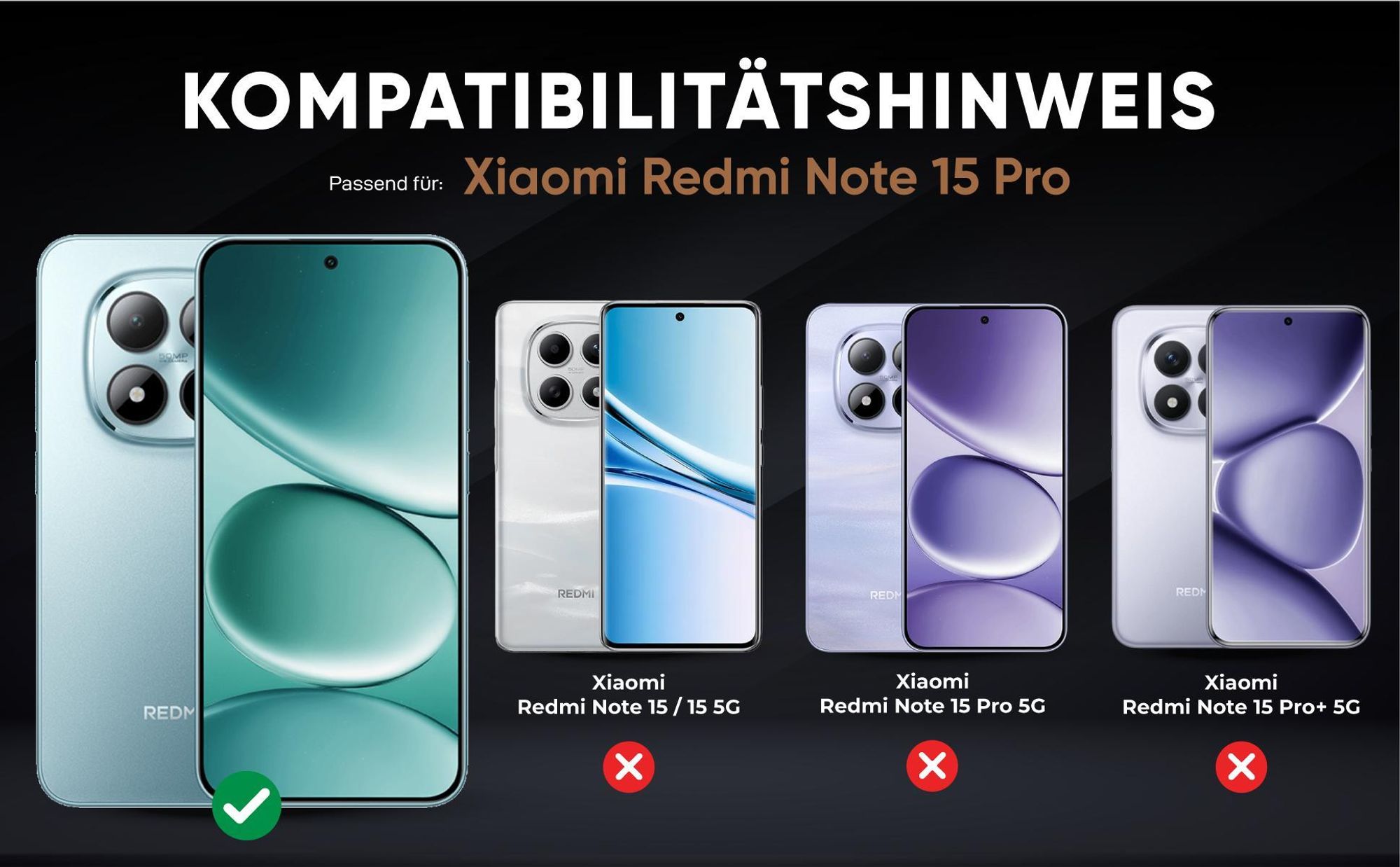Kompatibilitätshinweise Hülle für Xiaomi Redmi Note 15 / 15 5G