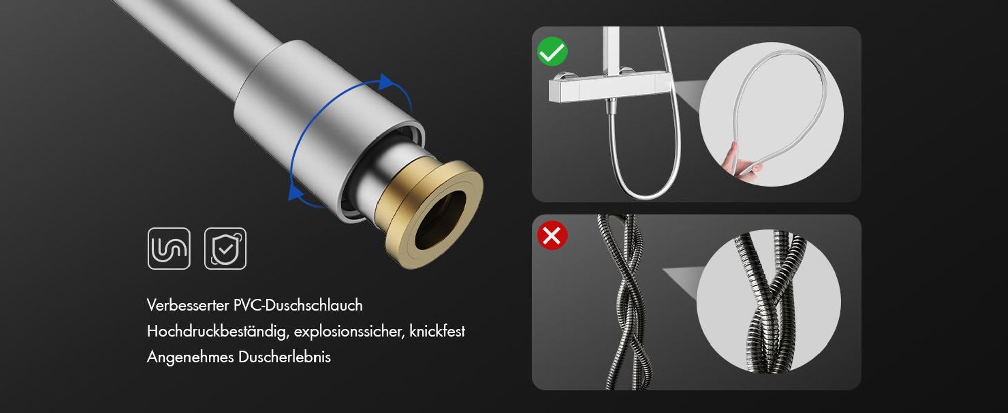 Homelody Duschsystem mit Thermostat SUS 304 Edelstah, Quadratische Extra groß Regendusche Duschkopf 30*30CM, Verstellbereich 855–1105 MM Chrom
