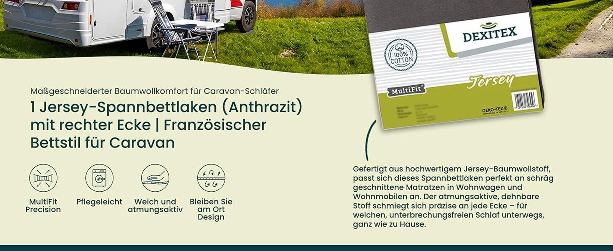 Wohnmobil in der Natur mit Spannbettlaken und Matratzenschoner