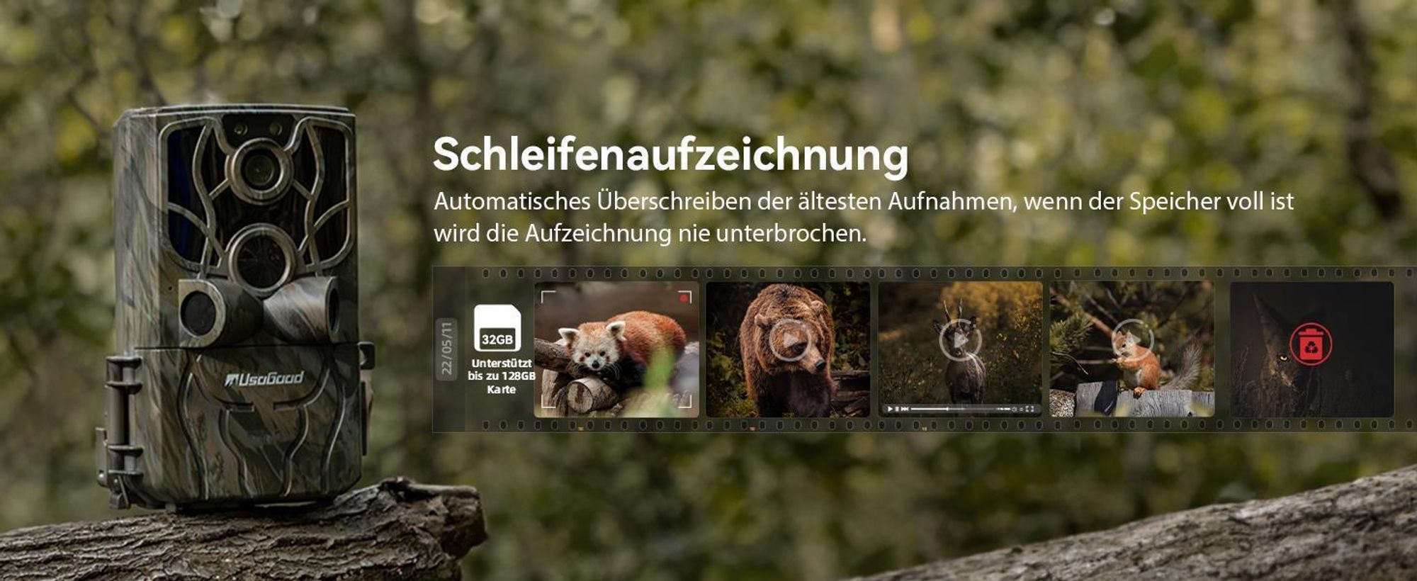 2 Stück Wildkamera 4K 48MP WLAN Bluetooth Wildkamera mit Bewegungsmelder Nachtsicht, 32GB Karte und 8*AA-Batterien