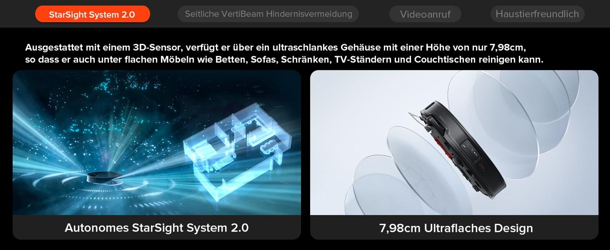 Roborock Saros 10R Set Staubsauger Roboter mit Wischfunktion, 22,000 Pa, Automatische Mop-Entfernung, 7,98cm Ultra-Slim Design, StarSight System 2.0