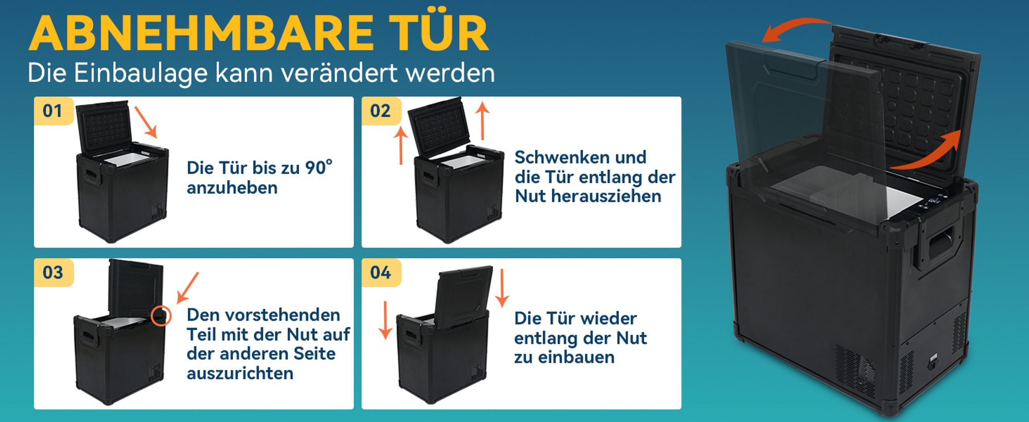 Puluomis Kompressor Kühlbox 50L elektrisch Auto Camping 12V 230V, Gefrierbox Tragbar, Kühl - Gefrierkombination bis -20° C, schwarz