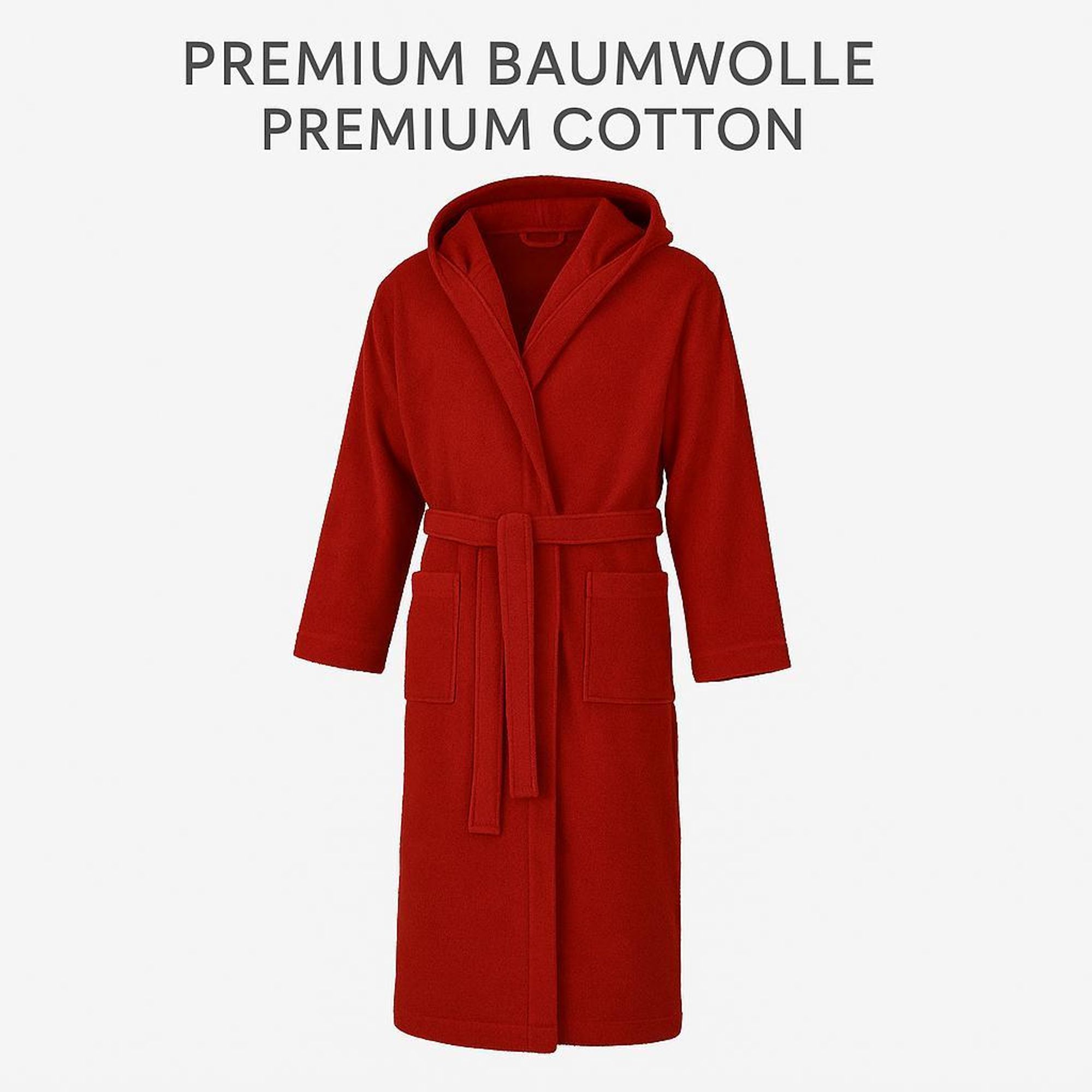 Betz Bademantel mit Kapuze FULDA Größe S/M Farbe dunkelrot - Baumwolle für Herren und Damen Saunabademantel  langer Bademantel  Saunamantel