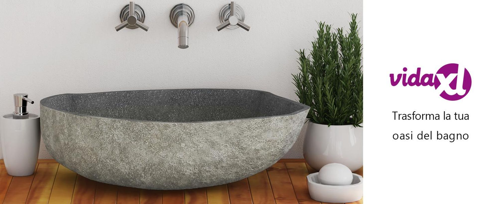 vidaXL Lavabo in pietra di fiume ovale (45-53)x(34-41) cm