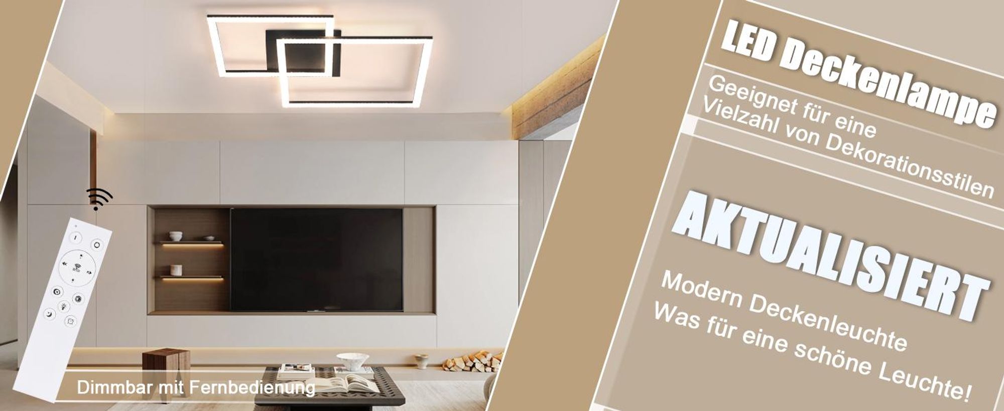 ZMH LED plafoniera soggiorno 54W nero Lampada da camera moderna dimmerabile con telecomando