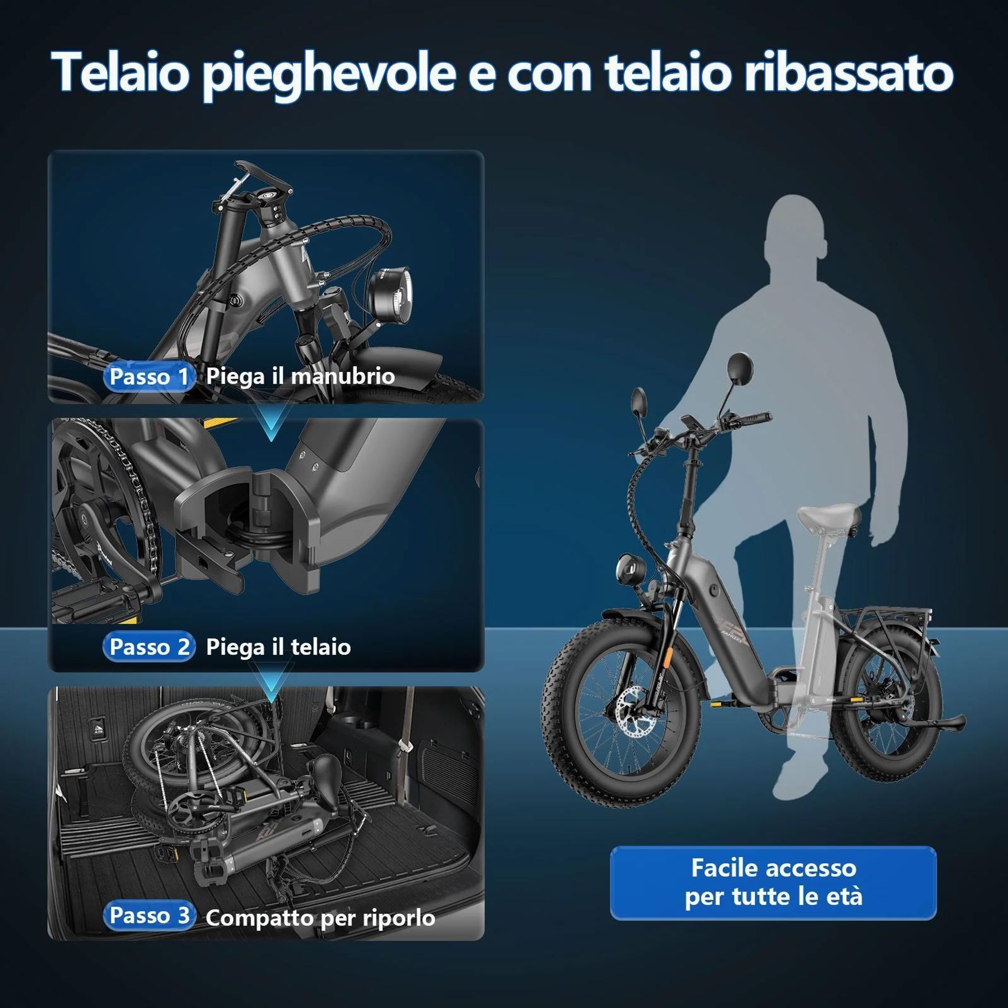 Bicicletta Elettrica FAFREES FF20 Polar - Batteria 48V12*2AH 20 Pollici Pneumatico Freno A Disco Idraulico - Grigio Blu