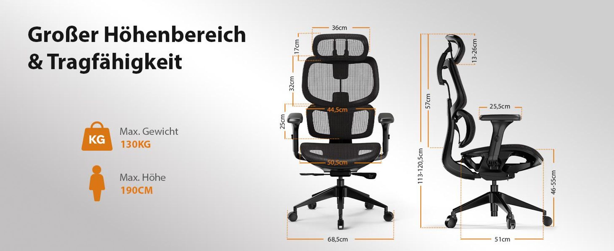SENSE7 Nobu Ergonomischer Bürostuhl Schreibtischstuhl Schwarz mit 3D-Armlehnen Kopfstütze Netzrücken Wippfunktion Chefsessel Homeoffice 130 kg
