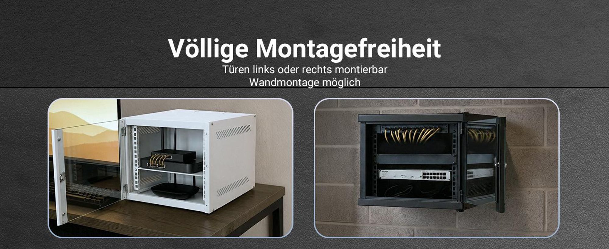 Extralink LITE 4U 10 280X310 WALL-MOUNTED RACKMOUNT CABINET BLACK, Freistehendes/wand-/bodenmontiertes Regal, 4U, 15 kg, Schwarz