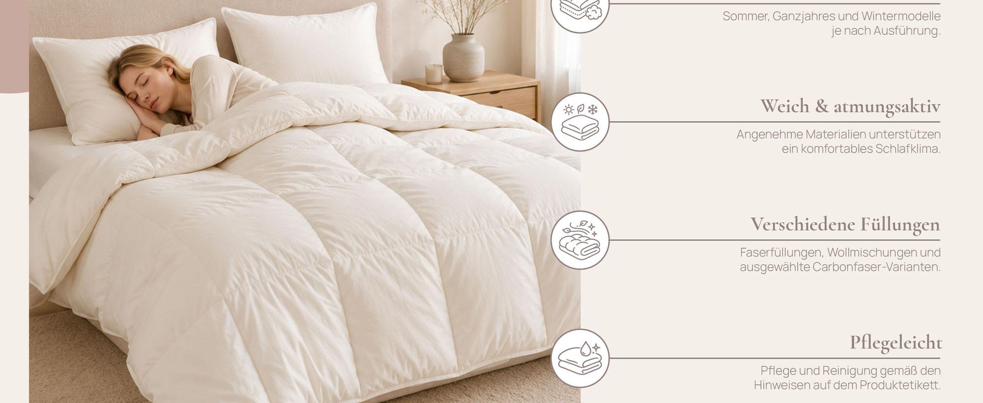 Bettdecke 150x200 cm - Ganzjahresdecke - Weiß - Allergikergeeignet - 250g/m² - Mikrofaser
