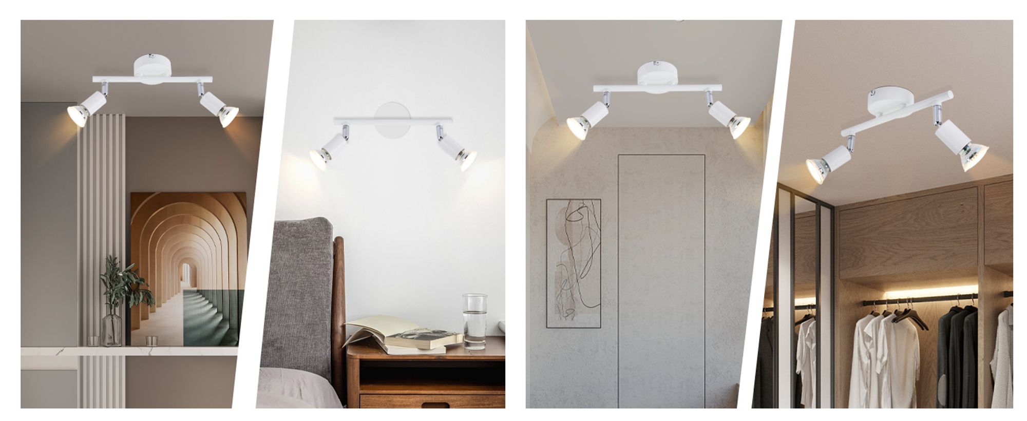 ZMH LED Deckenstrahler Schwenkbar GU10 weiß Deckenleuchte Deckenspots 2 Flammig Wandleuchten Bad Deckenlampe Küchen Flur Schlafzimmer Leuchtmittel Enthalten