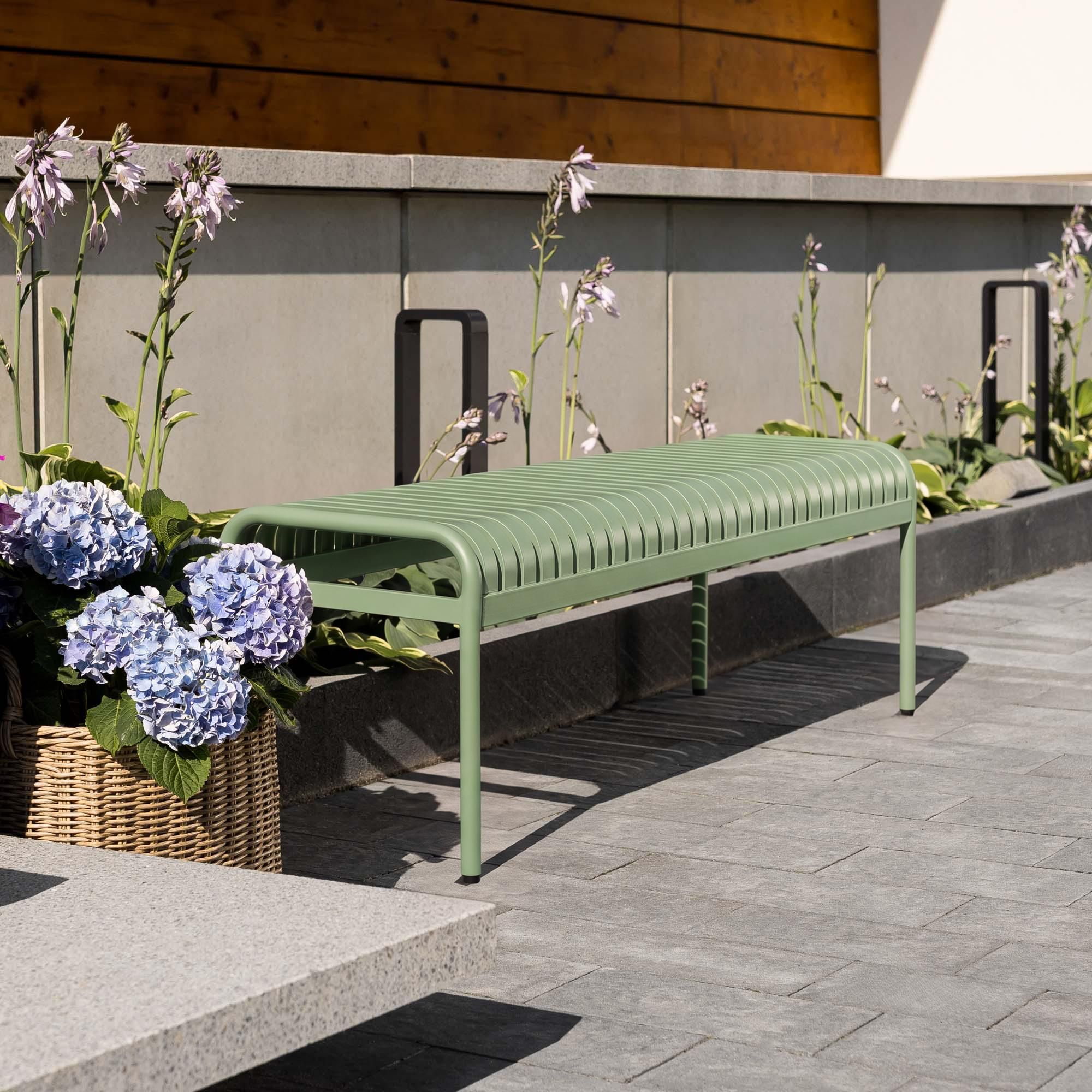 di volio Gartenbank BAISO - Metallbank für Terrasse & Garten, 130 cm, wetterfest grün