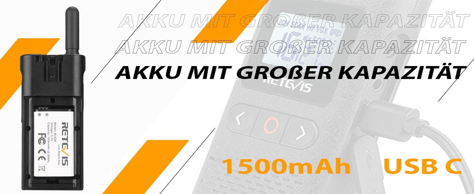 Retevis RB628 Funkgerät Mini, 1500mAh PMR446 Lizenzfreier 16 Kanäle Funkgeräte Wiederaufladbar, VOX, LCD-Anzeige, CTCSS/DCS Professional Walkie Talkie für den Einzelhandel (2 Stück, Schwarz)