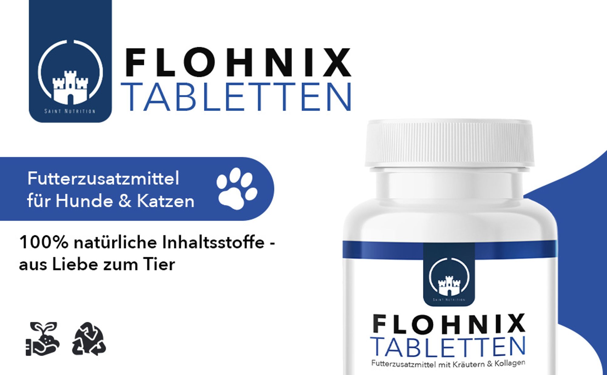 Saint Nutrition® Flohnix Tabletten - Läuse & Flöhe – für Hunde und Katzen – Flohmittel – natürliche Formel – Abwеhr gegen Flöhe und Läuse - Floh Hund