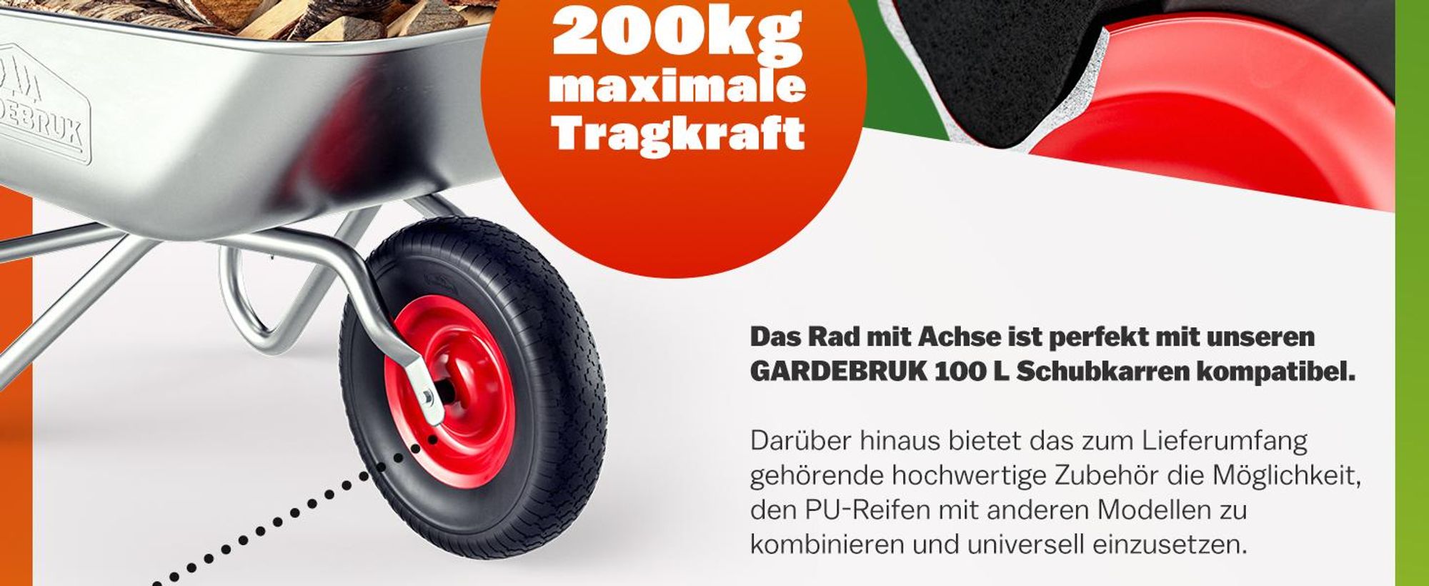 GARDEBRUK® Schubkarrenrad Polyurethanschwarz