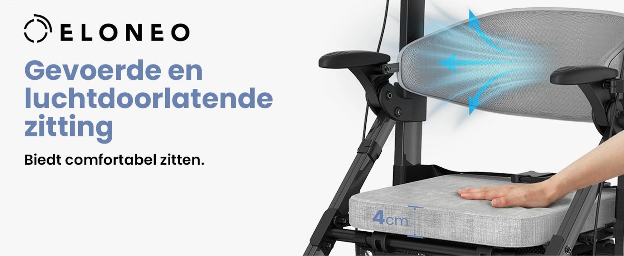 ELONEO 2-in-1 rolstoel/rolator, opvouwbaar en lichtgewicht met zitplaats, outdoor rolstoel/rolator, opvouwbaar, aluminium loophulpmiddel voor senioren - zwart