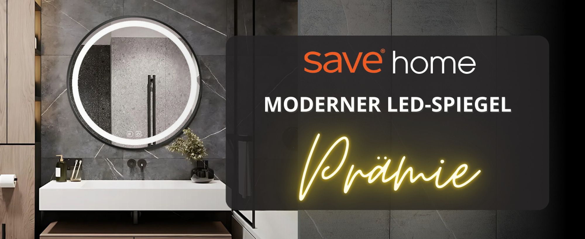 LED Badezimmerspiegel Rund 80 cm – Badspiegel mit LED Beleuchtung, Touch-Schalter, Anti-Beschlag, 3 Lichtfarben, Schwarzer Rahmen – SAVE HOME