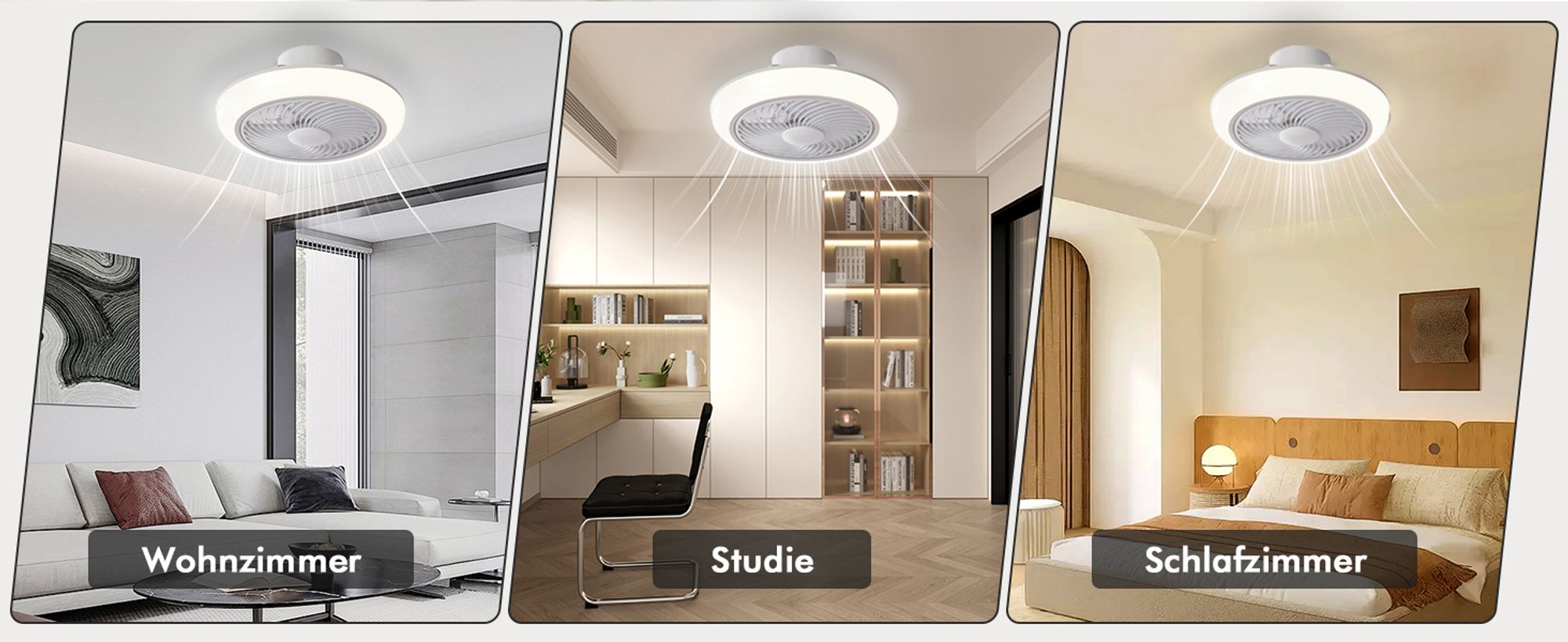 Smart Deckenventilator mit Beleuchtung und Fernbedienung 3000K-6000K Dimmbar LED Deckenleuchte mit Ventilator 6 Windgeschwindigkeit Lüfterleuchte