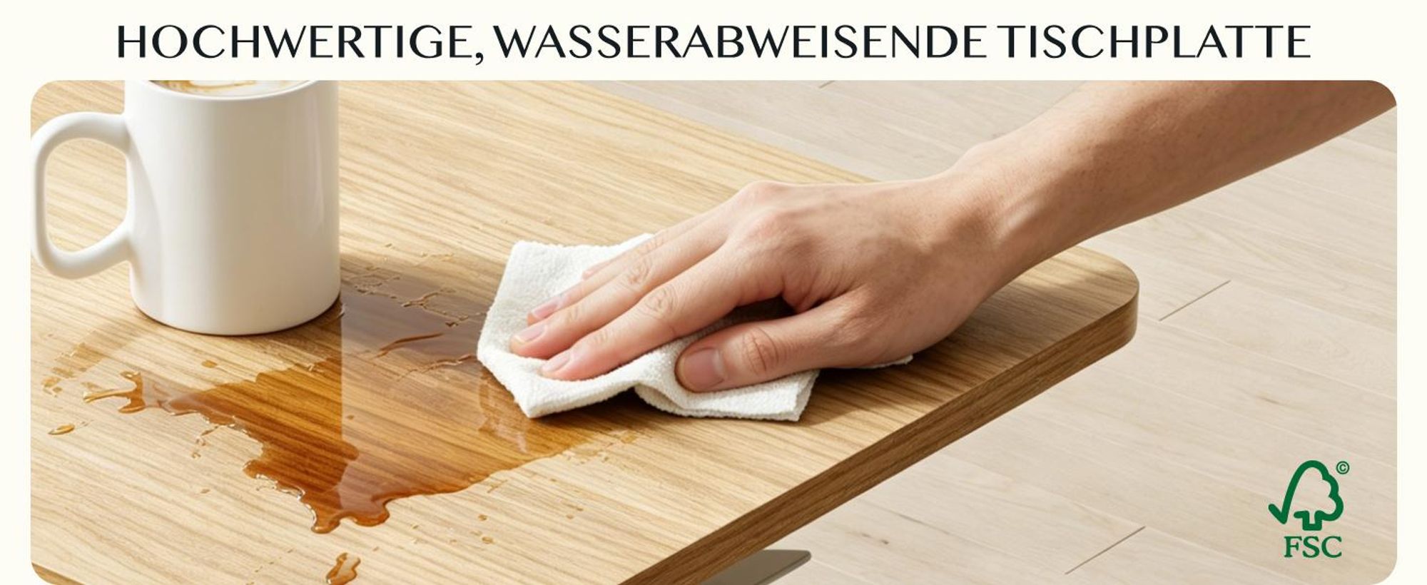FLEXISPOT Schreibtisch, Beistelltisch Höhenverstellbar in C-Form, Laptoptisch mit Rollen, 66–106 cm, Nachttisch, für Bett und Sofa, Ahorn