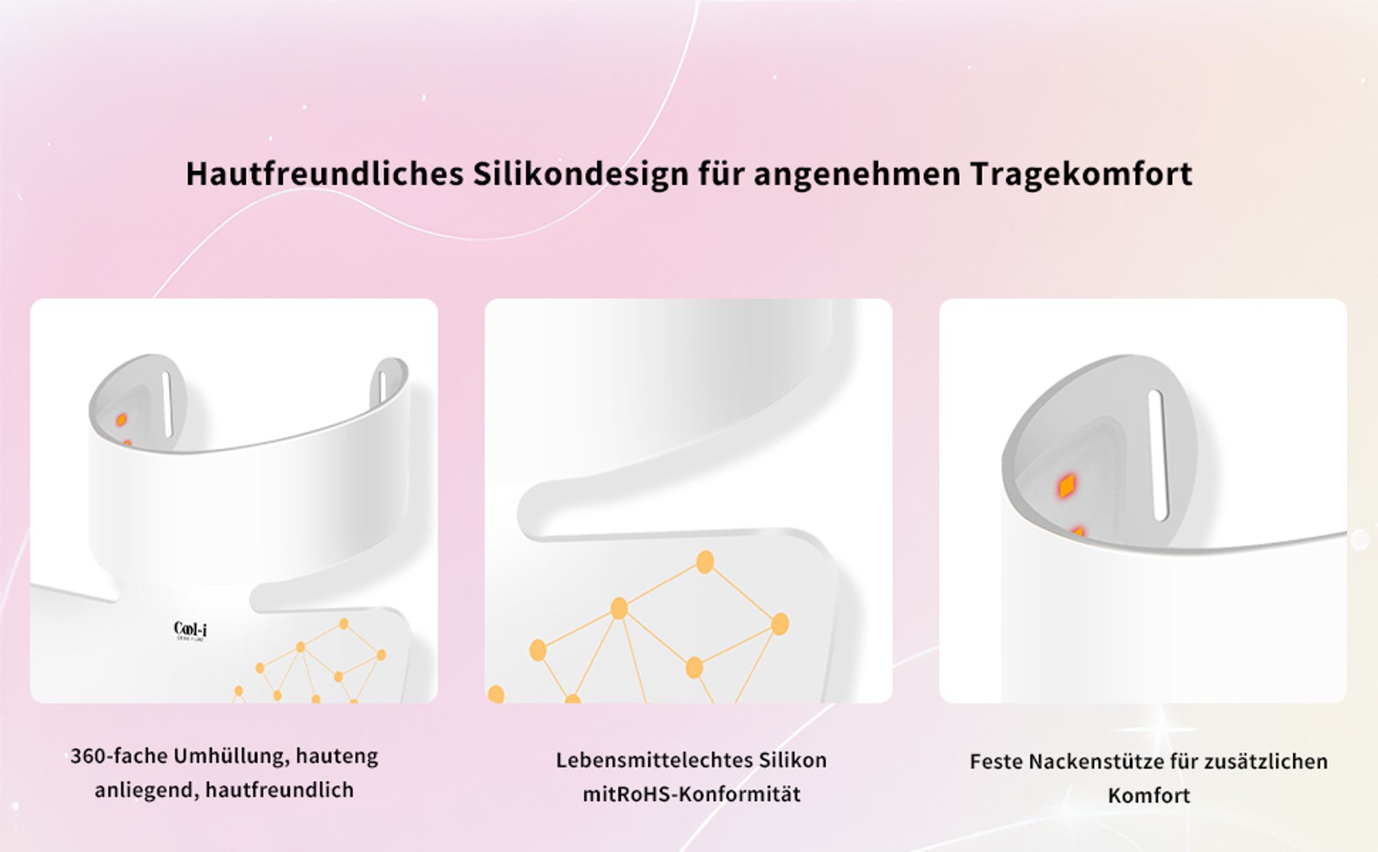 Cool-i® LED-Halsmaske mit Rotlicht & Infrarot – Ergänzende Lichtpflege für Nacken & Dekolleté, FDA