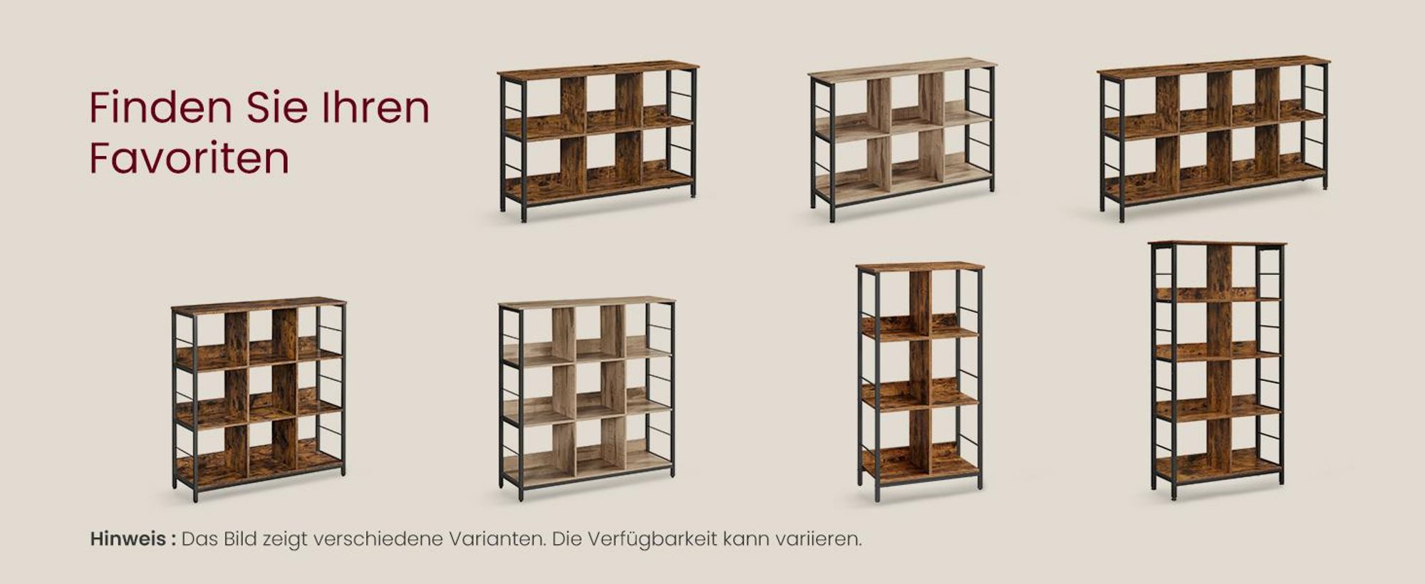 VASAGLE Regal mit 3 Ebenen, 6 Fächern, Bücherregal, Standregal, braun-schwarz