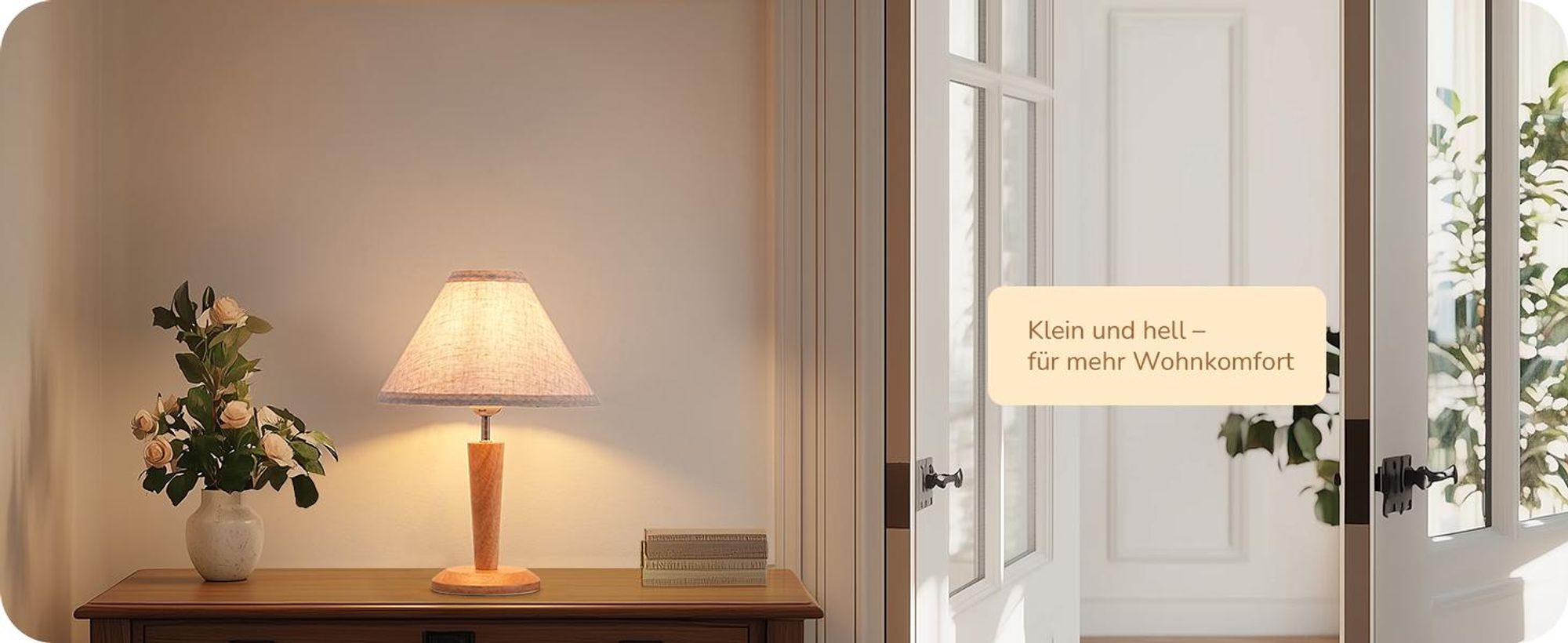 EDISHINE Tischlampe aus Holz, LED Nachttischlampe mit Lampenschirm ,inkl. 4W Leuchtmittel, 2700K Vintage Tischleuchte für Wohnzimmer, 34cm