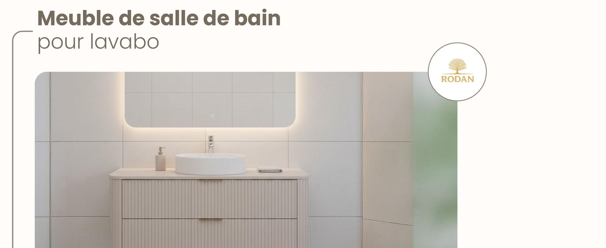 Armoire salle bain 120 cm Beige Mat Bois