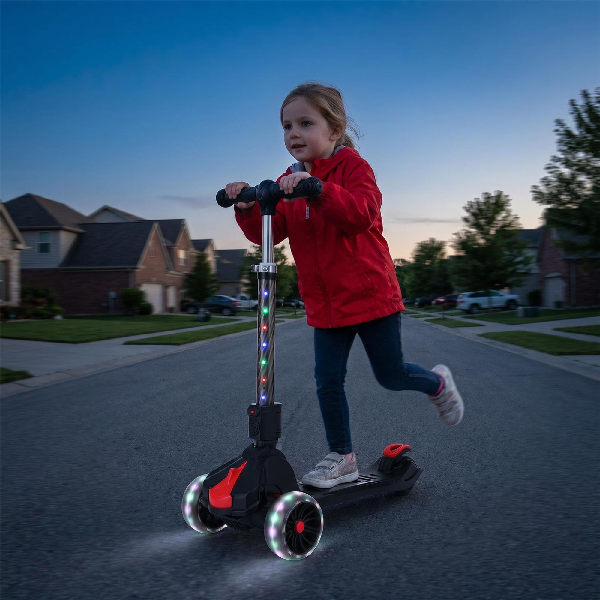 OYAJIA Cityroller Roller Kinder Scooter Dreiradscooter mit PolyurethanLED Räder Faltbar bis 50 kg,roller kinder,kinder roller,Höhenverstellbar,Hinterradbremse