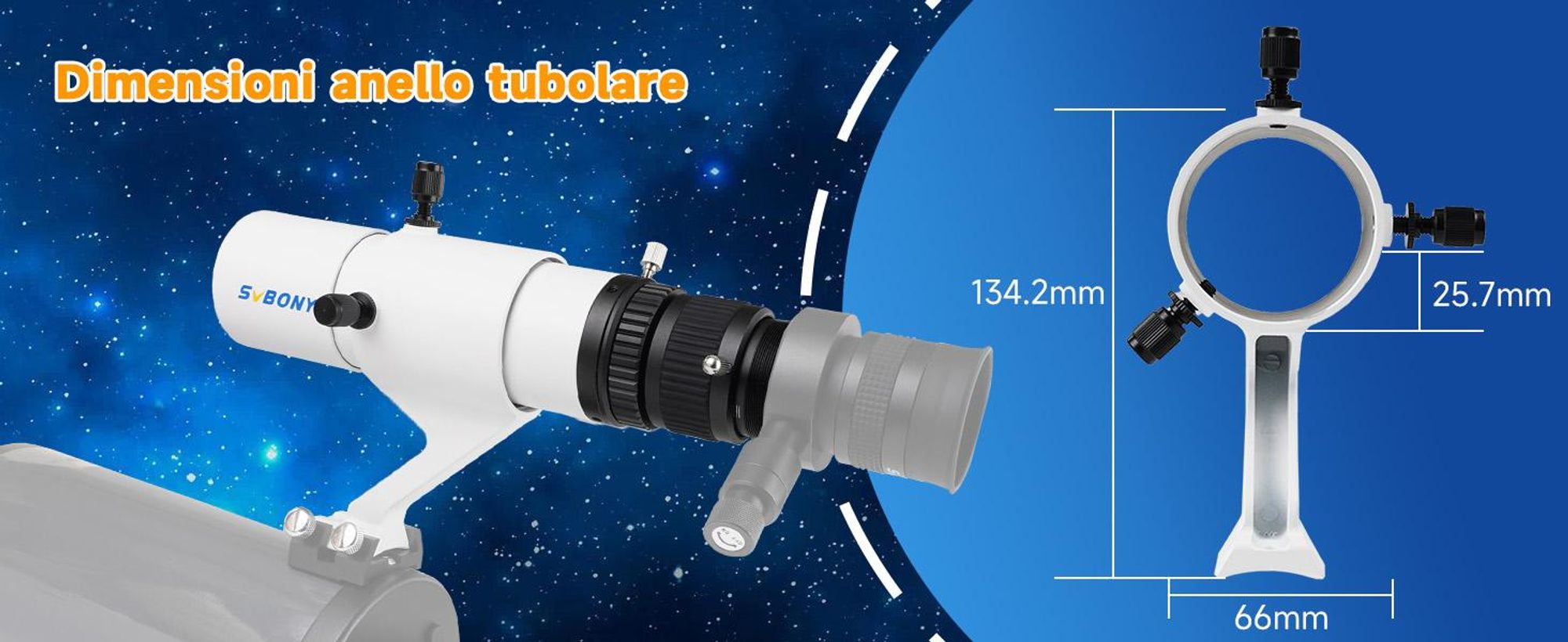 Cannocchiale guida Svbony SV198 per astrofotografia, mini guida da 50 mm F4,1, rifrattore acromatico FMC, con doppio focheggiatore elicoidale
