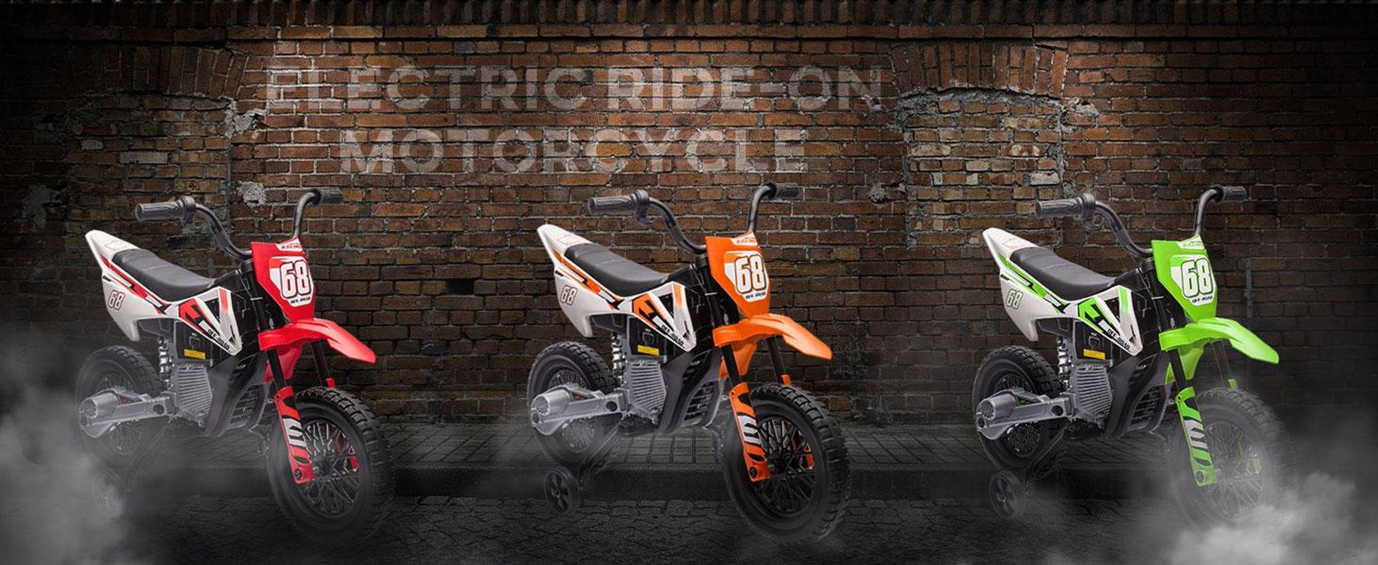 AIYAPLAY Elektryczny motocykl dziecięcy Elektryczny motocykl z muzyką, dla dzieci 2,4-5 km/h Elektryczny motocykl z 2 kółkami bocznymi dla dzieci w wieku 3-6 lat, pomarańczowy