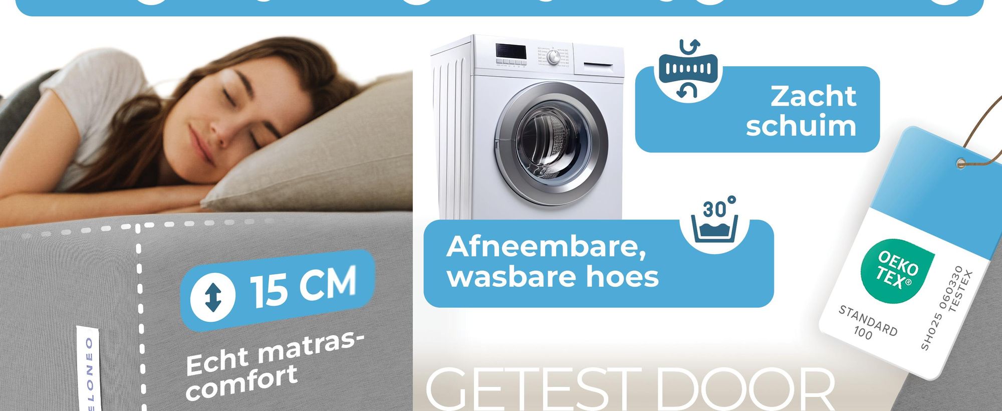 ELONEO Opklapbare matras, gastenmatras, 3-delige opvouwbare matras, extra dik schuim (15 cm), geschikt voor mensen met rugproblemen, opklapbaar, opvouwbare matras (grijs)