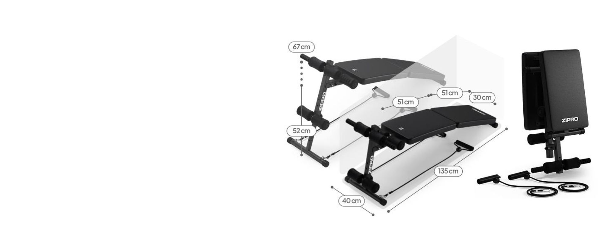 ZIPRO Sixbox Bauchtrainer Hantelbank - Klappbar Negativbank Sit-Up Bank Bauchmuskeltrainer Schrägbank mit Expander Core-Training Fitnessbank