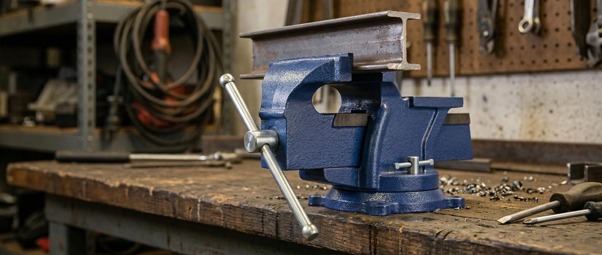 tectake® Schraubstock aus Gusseisen 3 Anschraublöcher