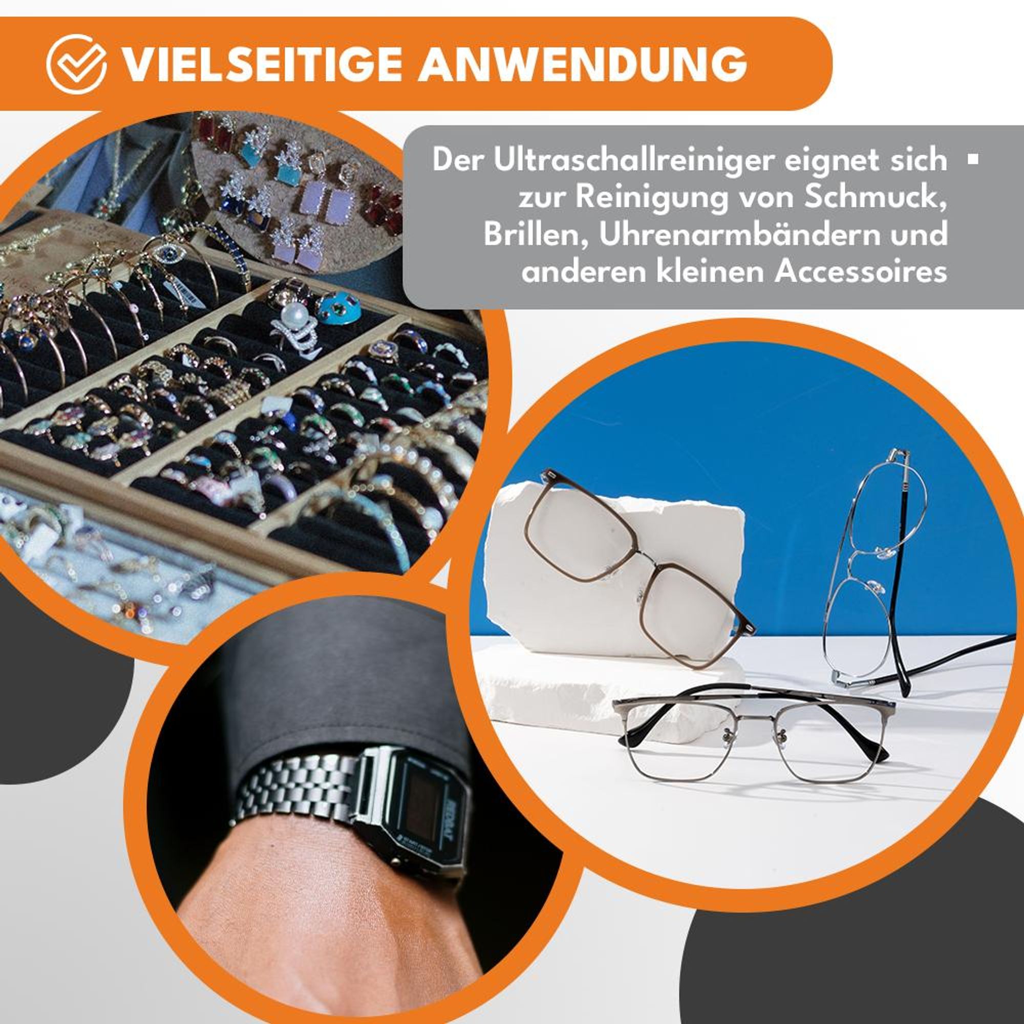 KRUMAD Ultraschallreiniger für Zahnschienen, Ultraschallreinigungsgerät für Retainer, Aligner & Dentalzubehör, 200 ml, Akku, Blau