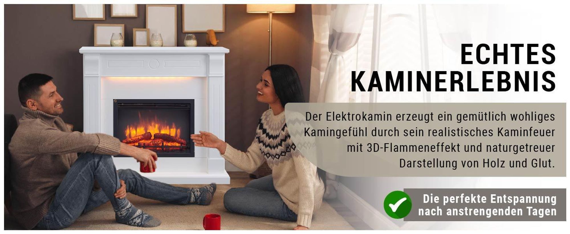 Elektrokamin Standkamin BALDERIA Hikaru – Heizung bis 2000 W, weiss