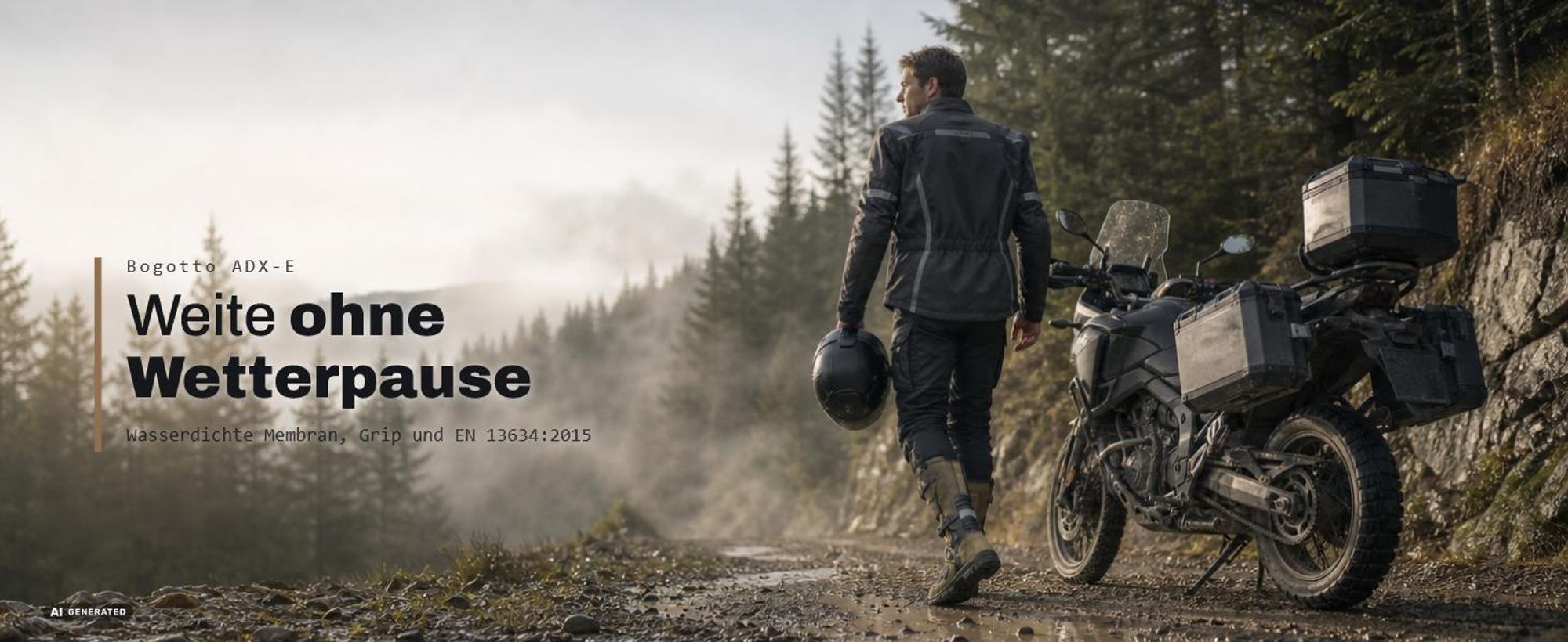 Bogotto ADX-E wasserdichte Motorradstiefel, schwarz/braun, 43