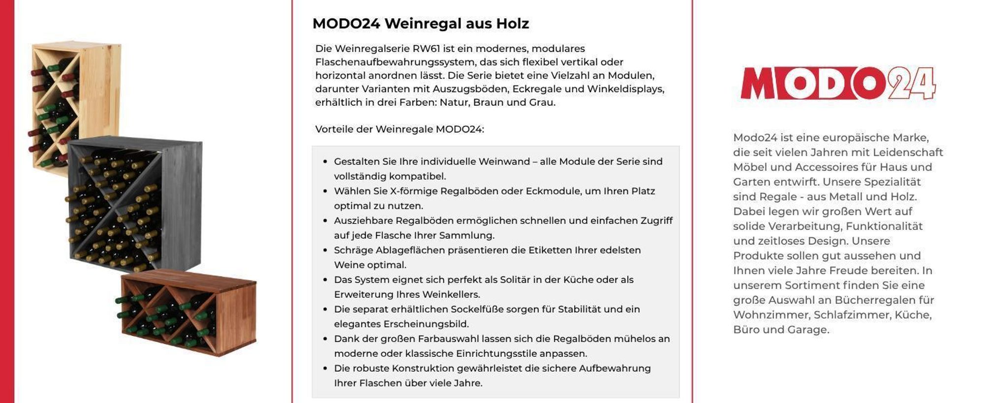 MODO24 Regalfüße, Weinregal Zubehör, Standfüße 2er Set, Regalerhöhung, Sockel, Weinschrank, Kellerregal, Massivholz, 5x3x30 cm, Braun, RW61