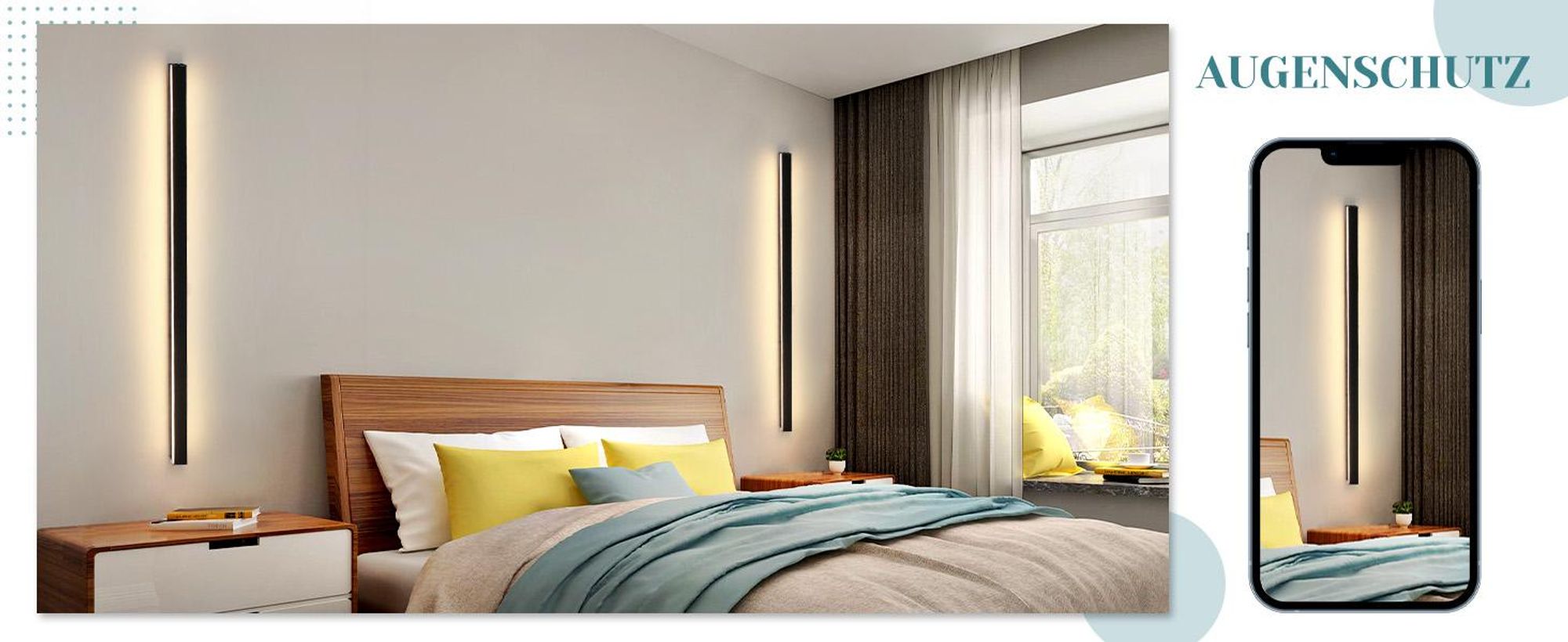 ZMH 2er Wandlampe led Wandleuchte innen - Modern 100CM 34W Flur Up Down Warmweiß Flurlampe Wohnzimmerlampe Schwarze Bettlampe Wandbeleuchtung für Treppenhaus Wohnzimmer Kinderzimmer Schlafzimmer