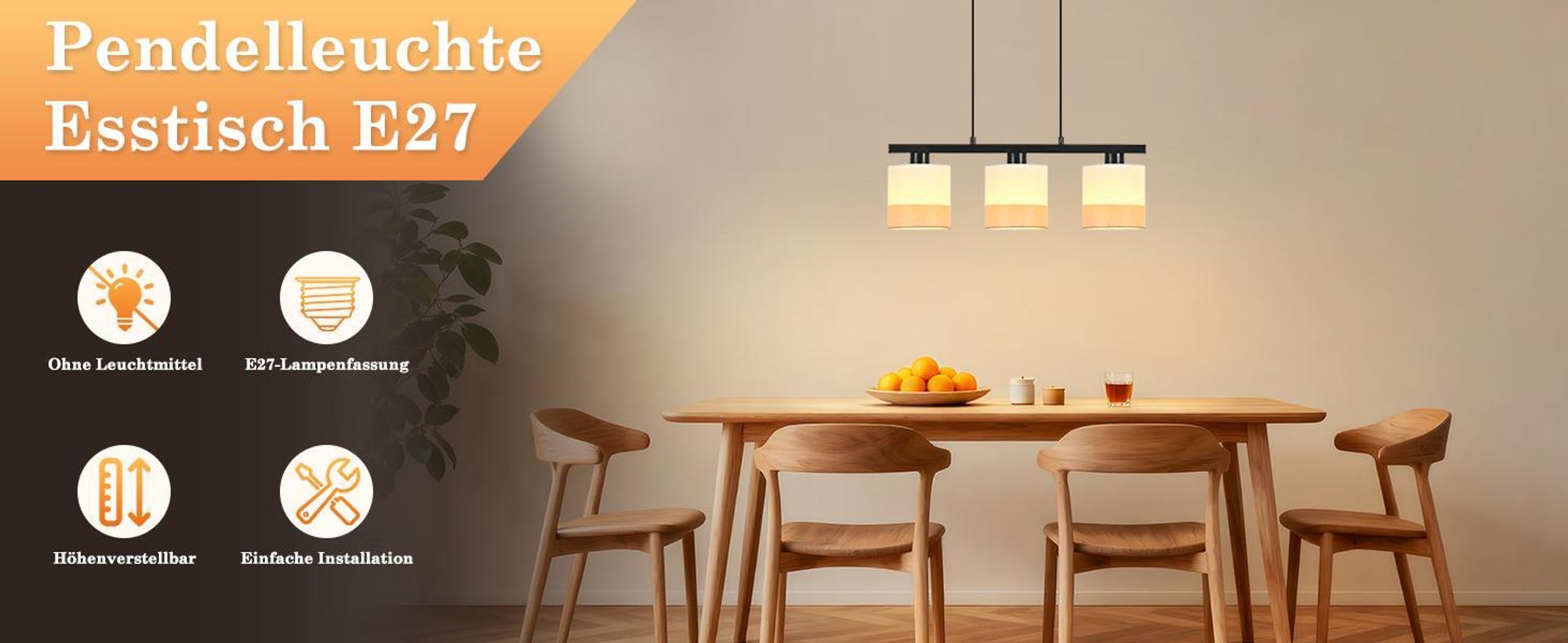 ZMH Esstisch Pendelleuchte 3 flammig Vintage Hängelampe Weiß Stoffschirm Esstischlampe Höhenverstellbar Pendellampe E27 Esszimmer (ohne Leuchtmittel)