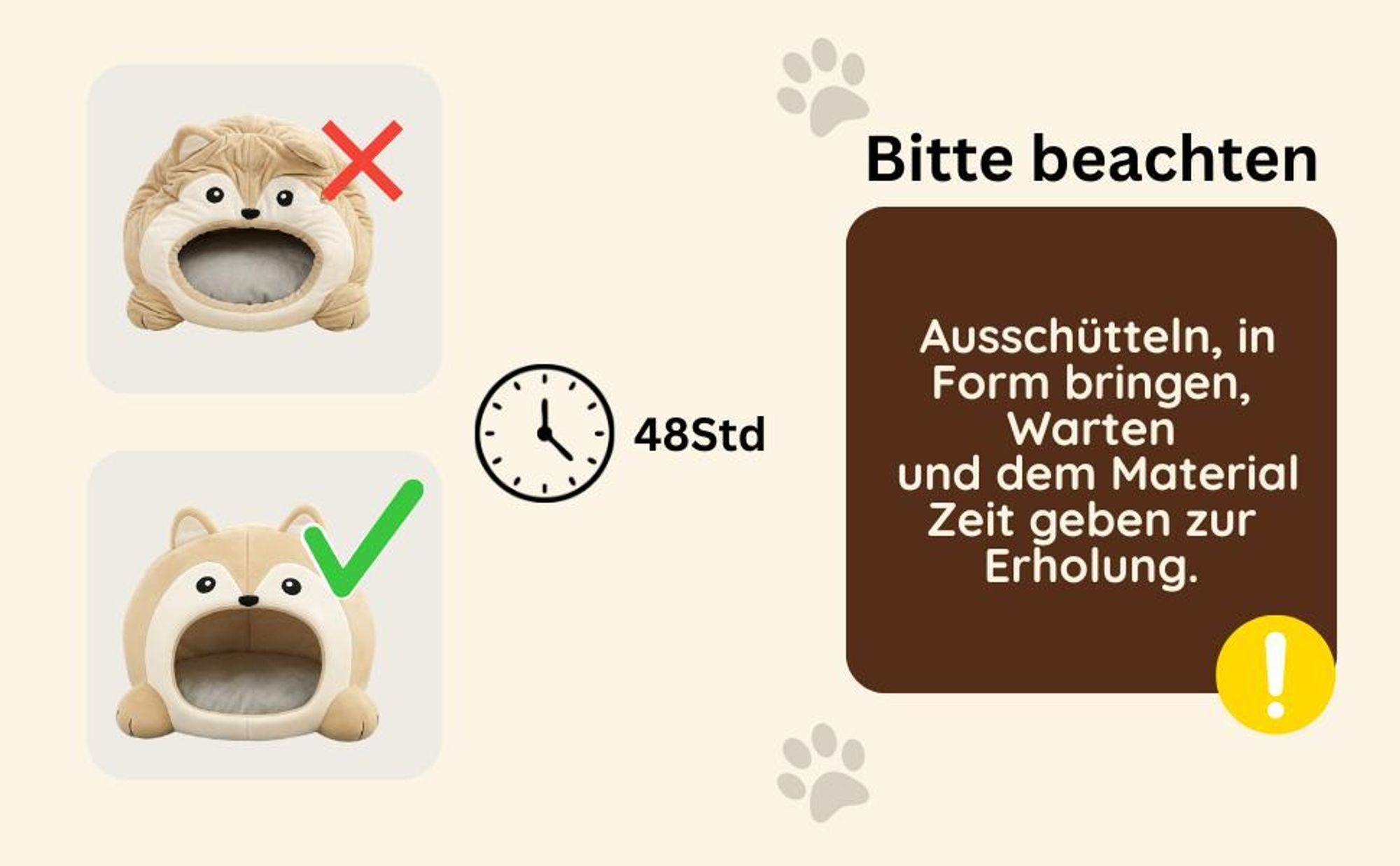 TATZIO Katzenhöhle – weiches Katzenbett Kuschelhöhle mit herausnehmbarem Kissen, Beige
