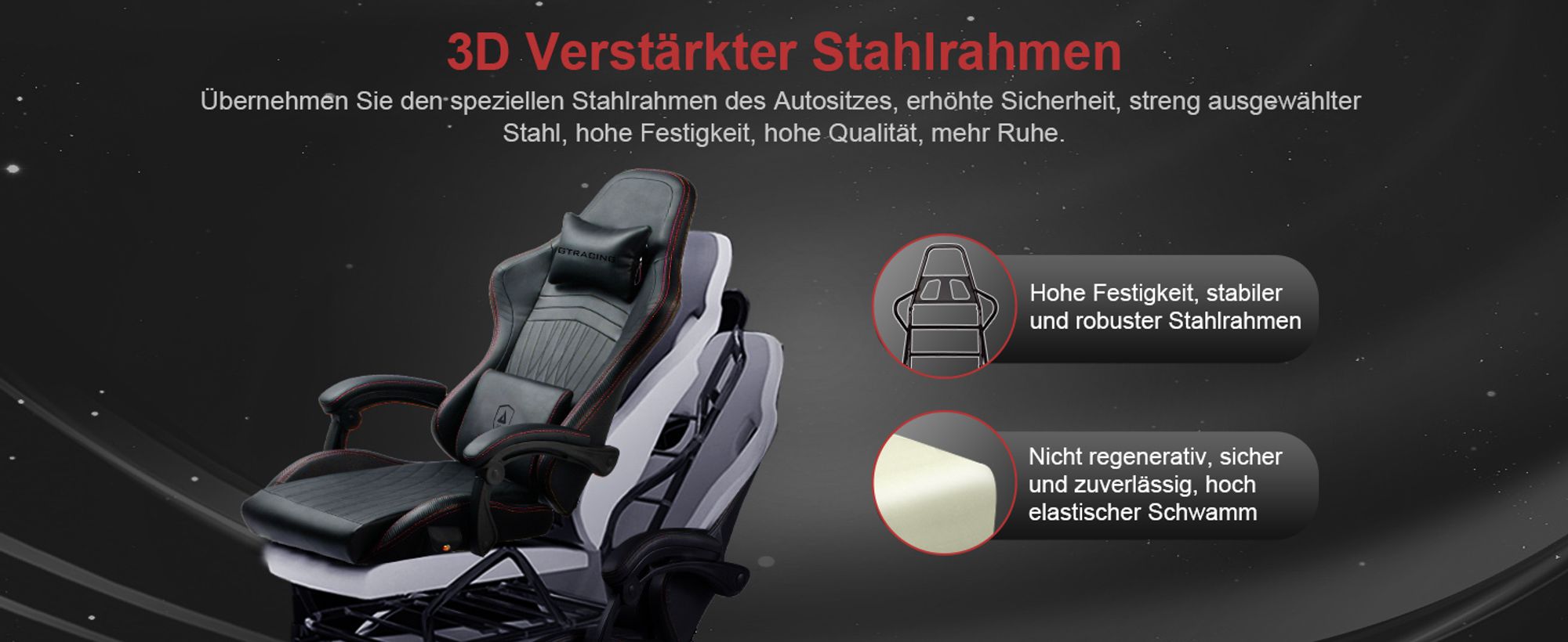 GTPLAYER Gaming-Stuhl ACE PRO, Ergonomischer Bürostuhl Neigbare Armlehnen Mit Fußstütze, Hi-Fi Lautsprecher, Beeindruckende Klang-atmosphäre, Rotwein