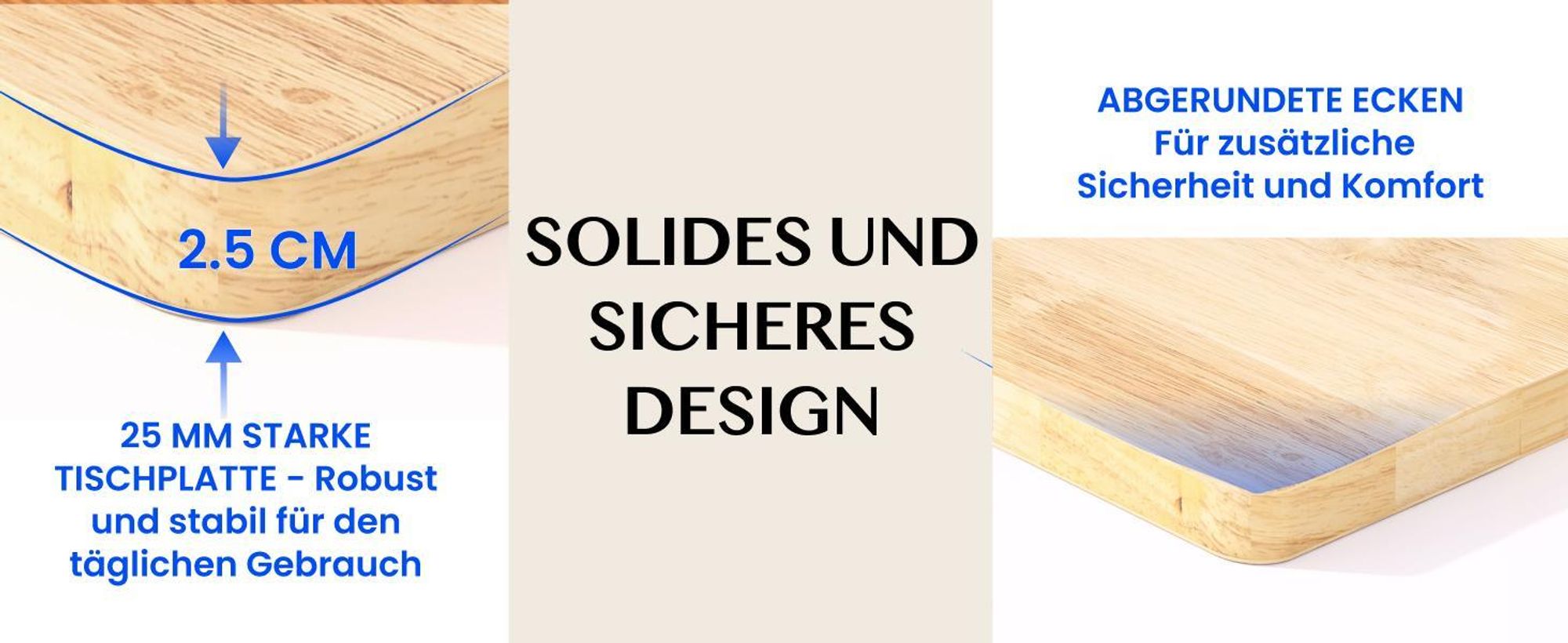FLEXISPOT Massivholz-Tischplatte aus Gummibaumholz 160x80 cm, 25 mm stark, einteilige Tischplatte mit vorgebohrten Löchern