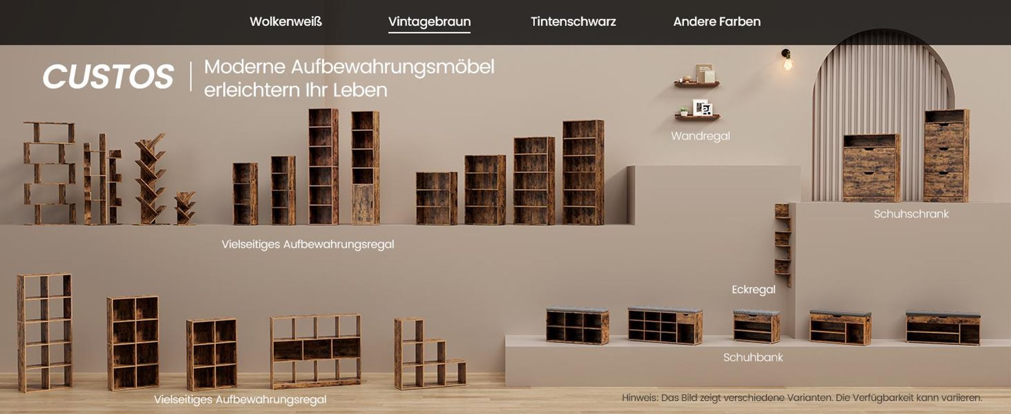 VASAGLE Bücherregal, mit 10 Fächern, Standregal, Aufbewahrungsregal, Regal