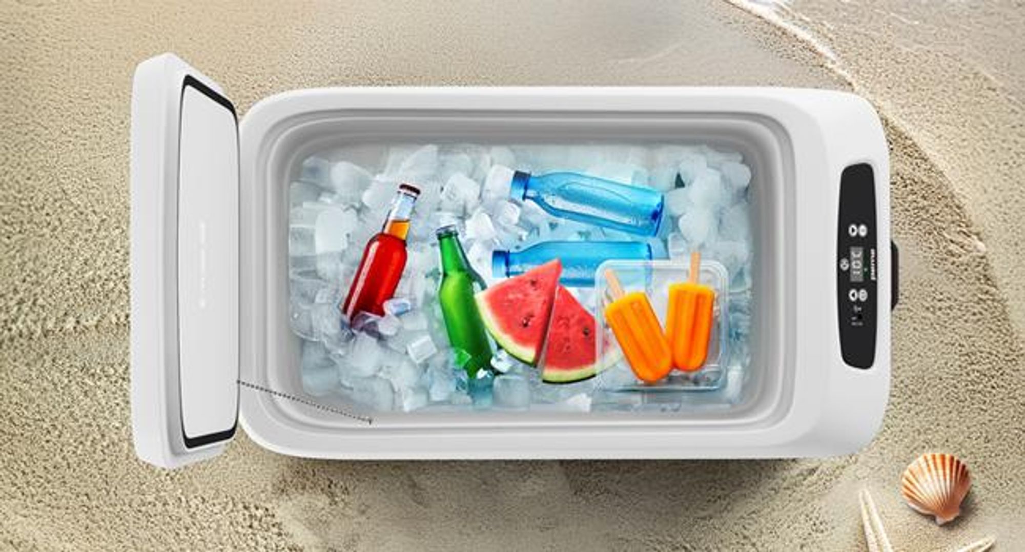 PEME Ice-on 30L Elektrische Kühlbox Auto 12V 230V - Autokühlschrank Camping Kühlbox mit Strom Kühl- & Heizfunktion USB Leise Mobiler Kühlschrank