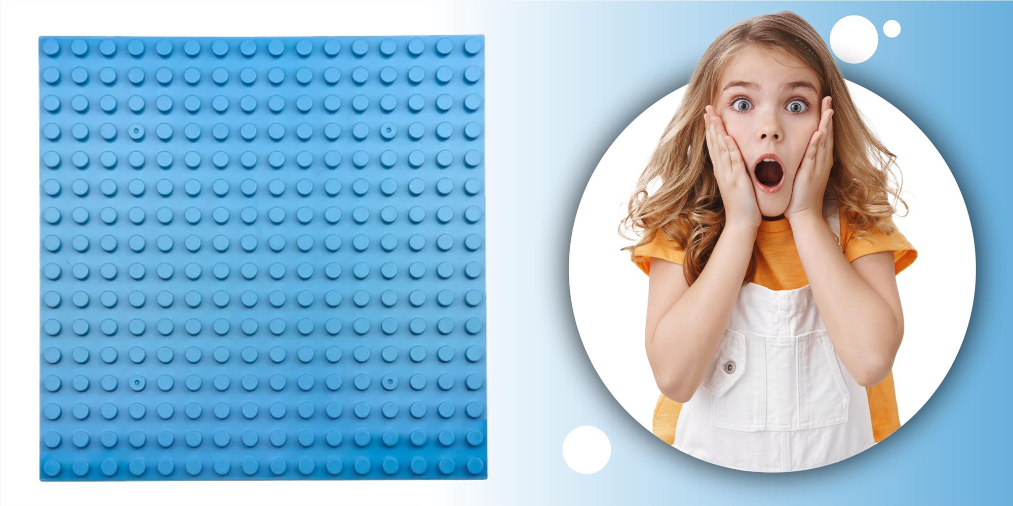 Bauplatte 16x16 große Noppen, Grundplatte kompatibel mit gängigen Bausteinen, 25,5 x 25,5 cm, EVI KIDS, Blau