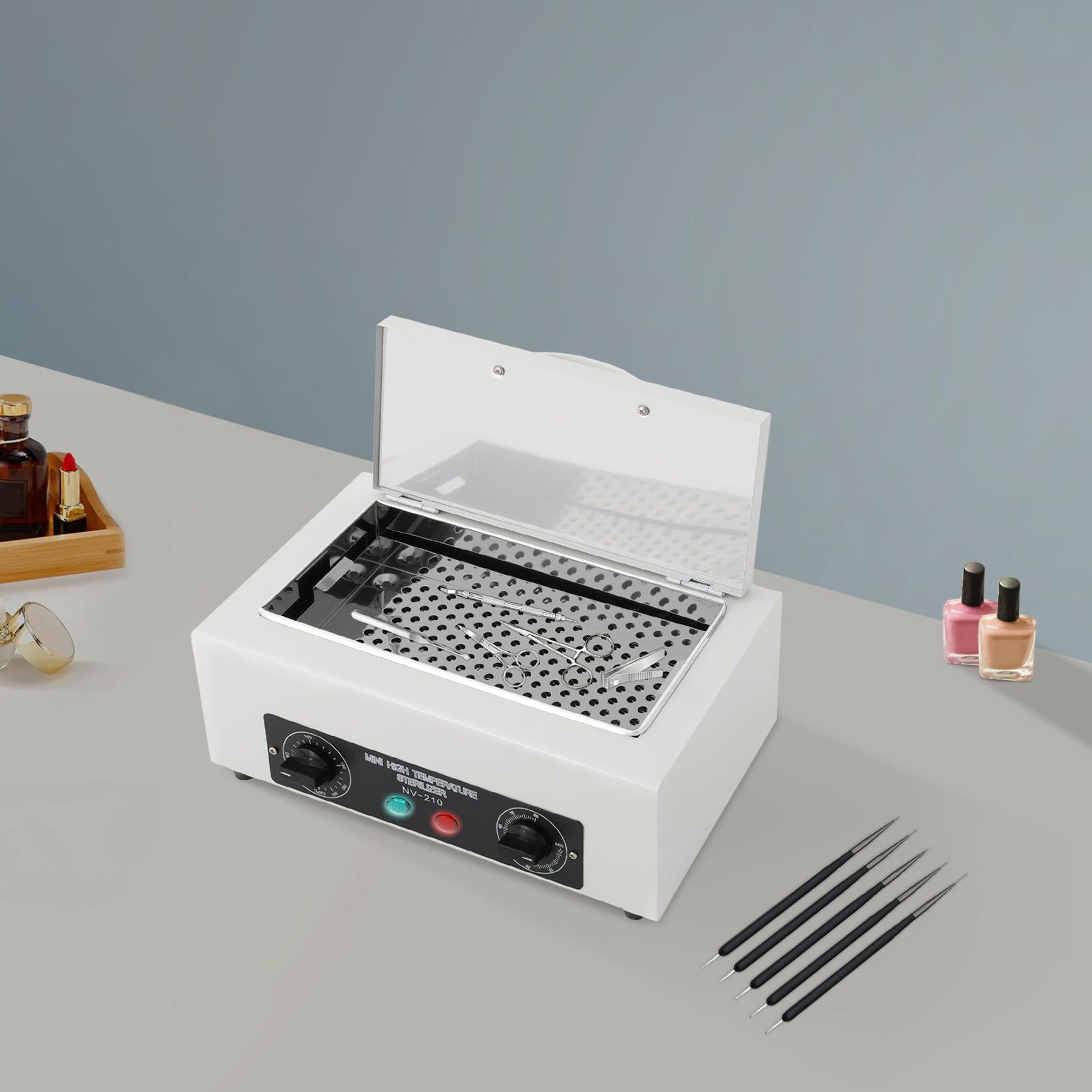 Hochtemperatur-Metallwerkzeug-Reinigungsbox, Nagelwerkzeug-Sterilisator, Trockene Wärme Kabinett Nagel Werkzeug Reiniger für Salon