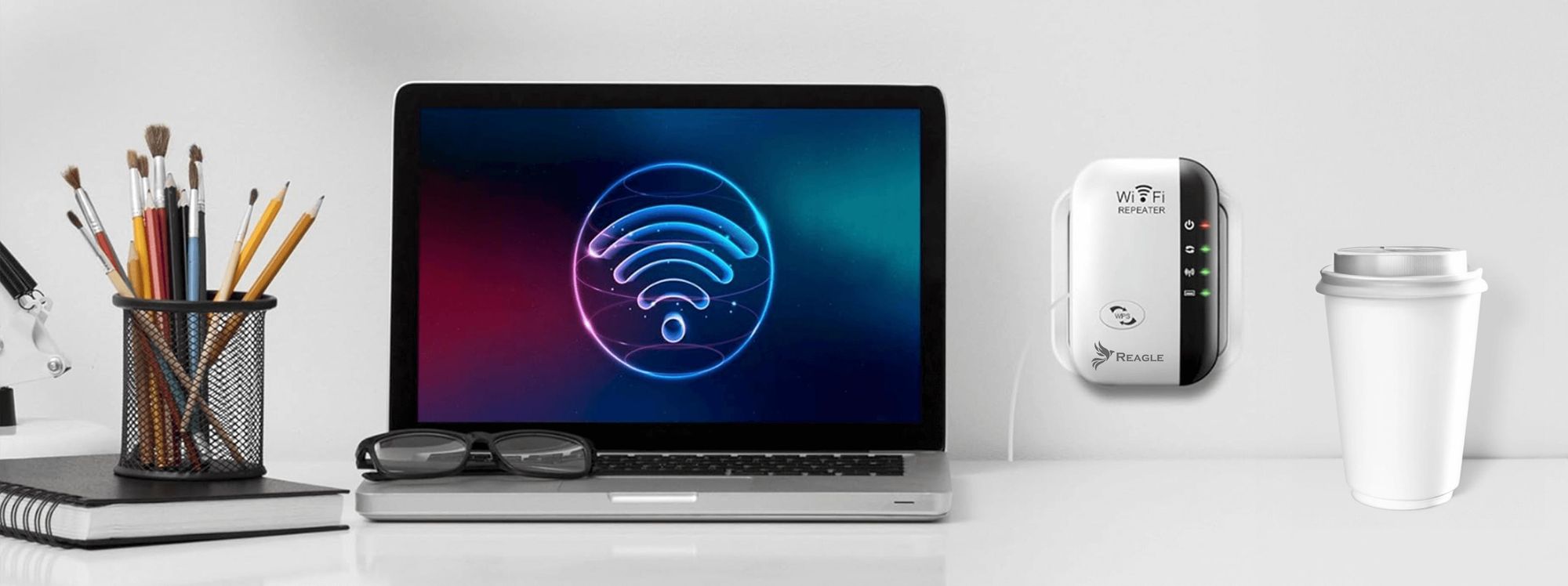 WLAN Repeater 300Mbps WiFi Signal Verstärker 3 in 1 Extender WLAN Adapter AP Modus WPS 2.4 GHz für Haus Büro Internet Reichweite Erhöhen Reagle