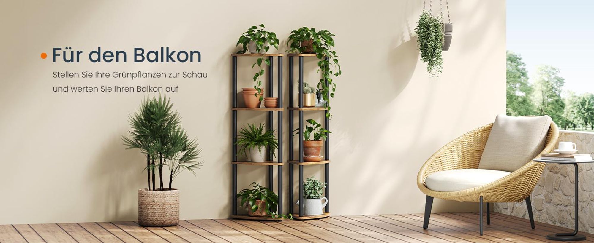 SONGMICS HOME Eckregal mit 4 Ebenen, Standregal für Wohnzimmer, Schlafzimmer, Küche, 38,3 x 27 x 104,8 cm, braun-schwarz