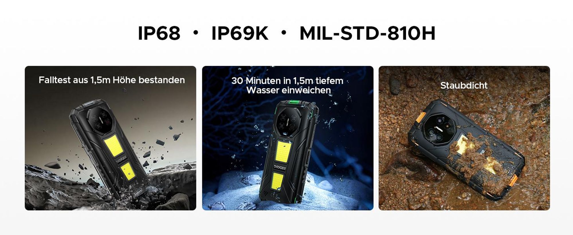 DOOGEE Fire 3 Max Outdoor Smartphone Handy, 4G, IP68/IP69K, 5,5" HD+, 48MP, 8350mAh, 18W, 32+256GB, NFC, Fingerabdruck, ohne Vertrag