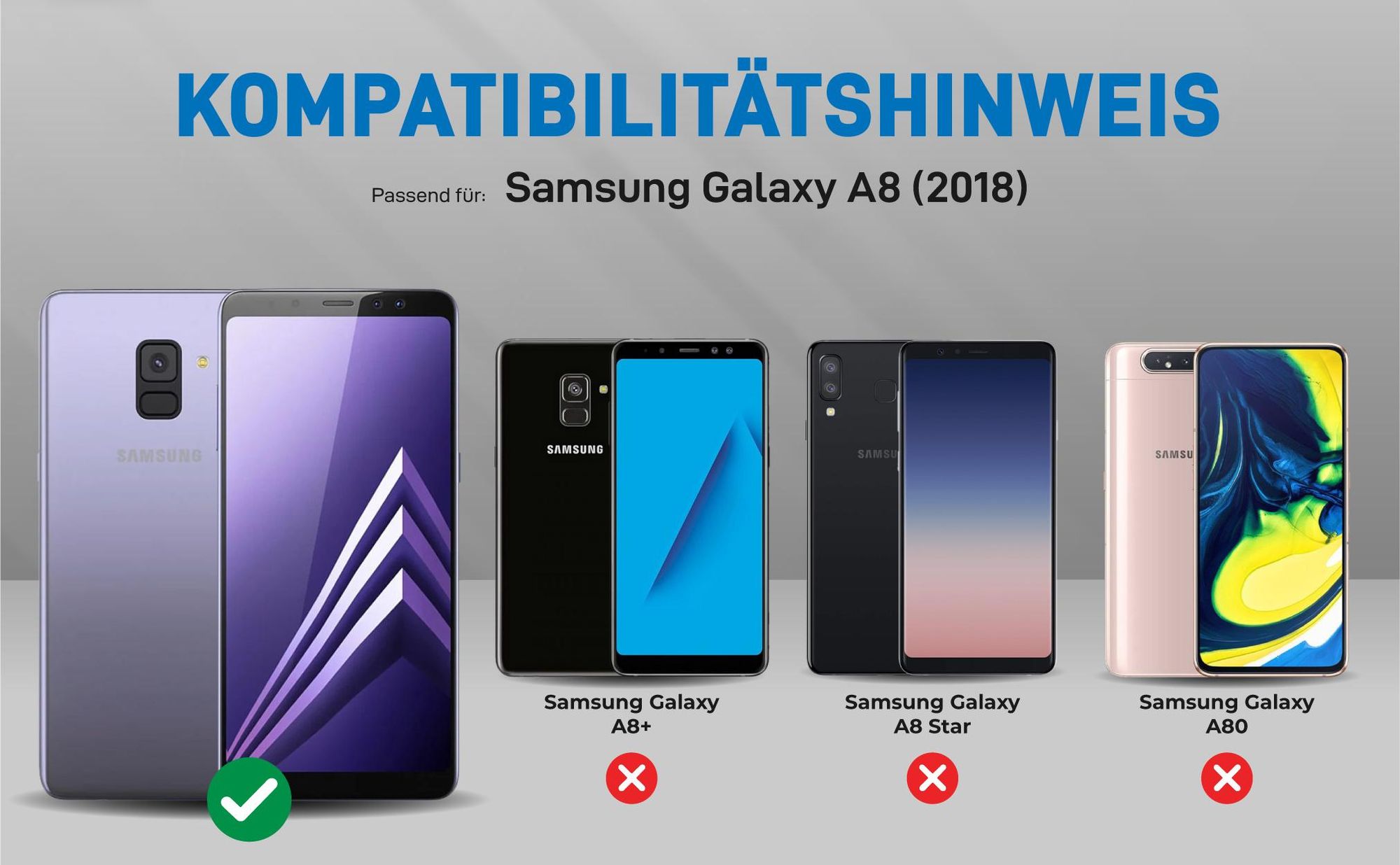 Kompatibilitätshinweise Hülle für Samsung Galaxy A8 (2018)