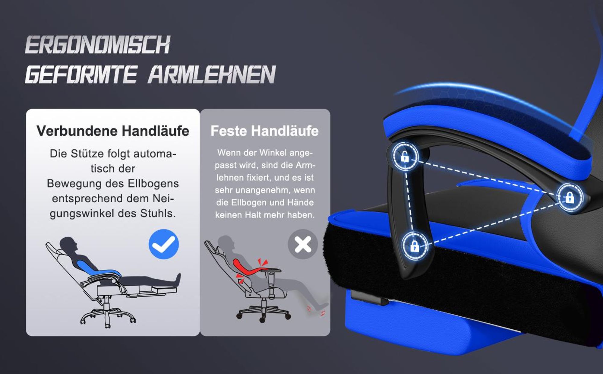 Adormii Gaming Stuhl, Ergonomischer Gaming Sessel, Schreibtischstuhl, Gamingstuhl mit Fußstütze, verstellbare Rückenlehne, Gaming stuhl 150 kg